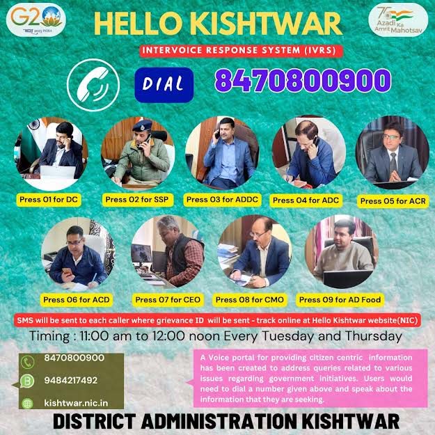 ‘Hello Kishtwar- Inter Voice Response System’ gains great popularity among masses