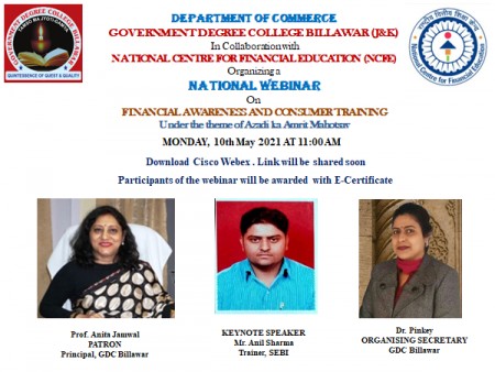 National Webinar on the topic, “Financial Awareness And Consumer Training