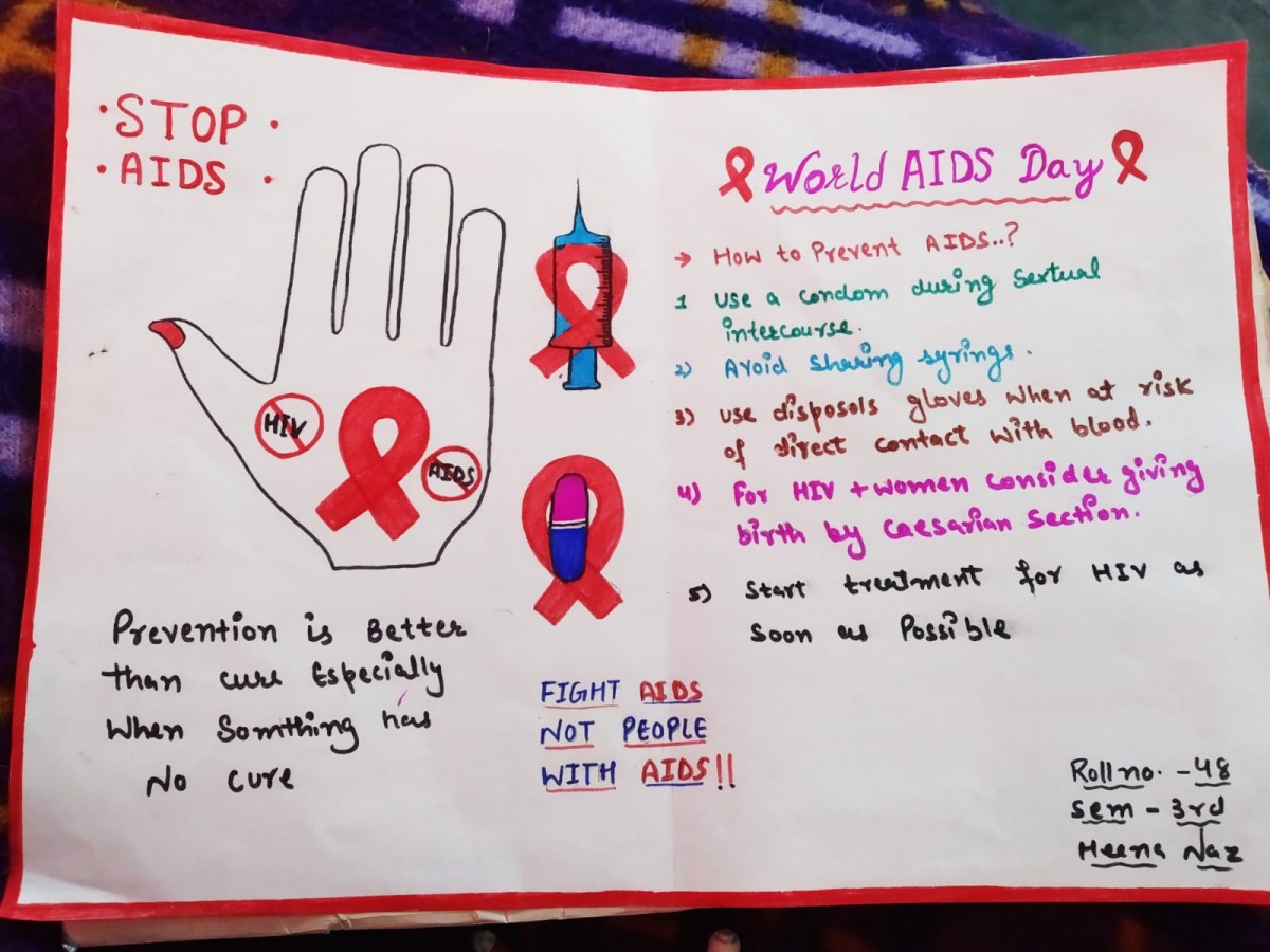 Red Ribbon Club of GDC Billawar celebrated World Aids Day on 1st Dec 2021 on the theme “End inequalities, End Aids, End Pandemics