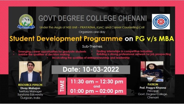 Student Deveolpment Programme on PG Vs MBA