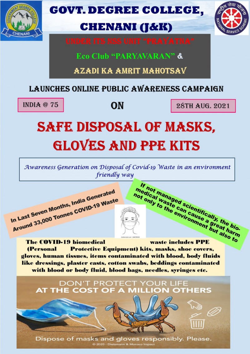 online public awareness campaign on safe disposal of masks, gloves and ppe kits
