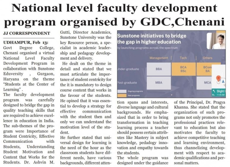 National level faculty development program organized by GDC, Chenani