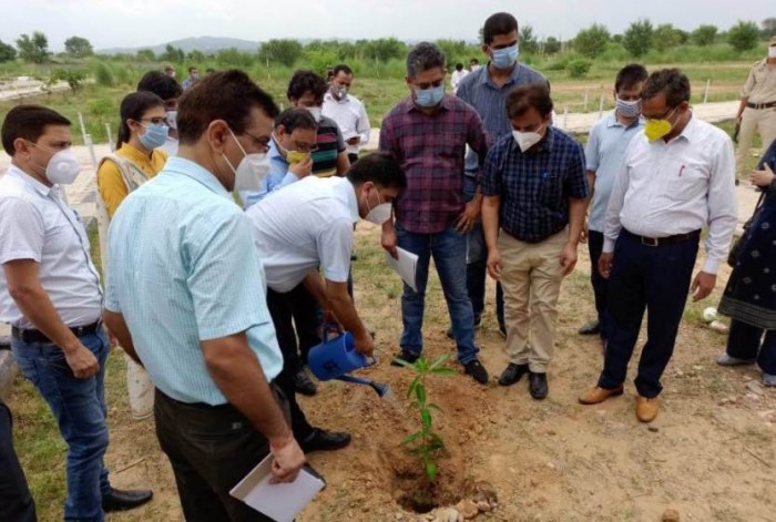 Commissioner/Secretary HED planting a sapling in the College Campus