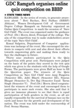 Quiz competition on Beti Bachao, Beti Padho