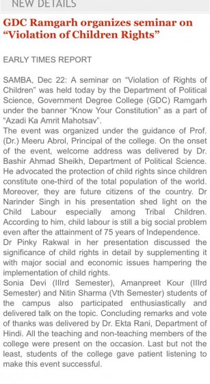 Seminar on Violation of Rights of Children
