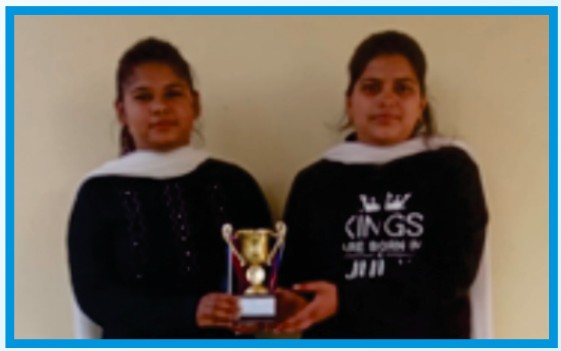 Shikha Sharma and Poonam Jamwal students of B.A. Semester-I brought laurels to college by securing 1st position in Quiz Competition organized by GDC Bishnah