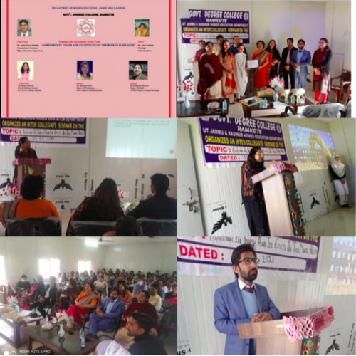 Govt. Degree College Ramkote organised one day Inter Collegiate Seminar on the topic ‘‘Aggression in Youth and its Effect on their Mental Health’’on 2nd of march 2021