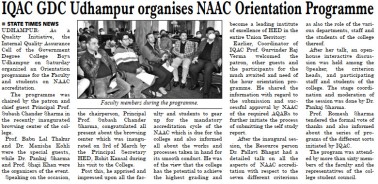 Orientation program for faculty members on NAAC Accreditation 
